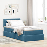 Letto con contenitore e LED Blu Scuro 90 x 190 cm Velluto