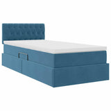 Letto con contenitore e LED Blu Scuro 90 x 190 cm Velluto