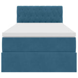 Letto con contenitore e LED Blu Scuro 90 x 190 cm Velluto