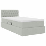 Letto con contenitore e LED Grigio chiaro 90 x 200 cm Velluto