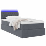 Letto con contenitore e LED Grigio scuro 90 x 200 cm Velluto
