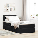 Letto con contenitore e LED con led Nero 90 x 200 cm Velluto