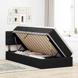 Letto con contenitore e LED con led Nero 90 x 200 cm Velluto