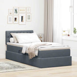 Letto con contenitore e LED Grigio scuro 100 x 200 cm Velluto