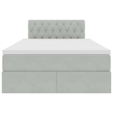 Letto con contenitore e LED Grigio chiaro 120 x 200 cm Velluto