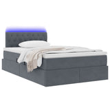 Letto con contenitore e LED Grigio scuro 120 x 200 cm Velluto