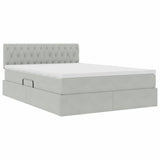 Letto con contenitore e LED Grigio chiaro 140 x 190 cm Velluto
