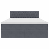 Letto con contenitore e LED Grigio scuro 140 x 190 cm Velluto