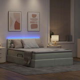 Letto con contenitore e LED Grigio chiaro 140 x 200 cm Velluto