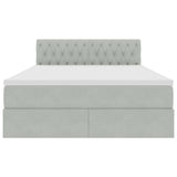 Letto con contenitore e LED Grigio chiaro 140 x 200 cm Velluto