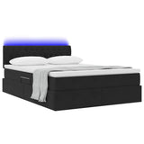 Letto con contenitore e LED Nero 140 x 200 cm Velluto