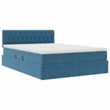 Letto con contenitore e LED Blu Scuro 140 x 200 cm Velluto