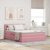 Letto con contenitore e LED Rosa 140 x 200 cm Velluto