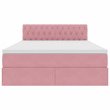 Letto con contenitore e LED Rosa 140 x 200 cm Velluto