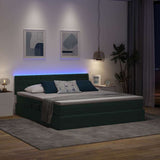 Letto con contenitore e LED Verde Scuro 160 x 200 cm Velluto