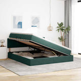 Letto con contenitore e LED Verde Scuro 160 x 200 cm Velluto
