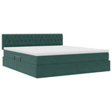 Letto con contenitore e LED Verde Scuro 160 x 200 cm Velluto