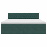 Letto con contenitore e LED Verde Scuro 160 x 200 cm Velluto