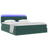 Letto con contenitore e LED Verde Scuro 160 x 200 cm Velluto