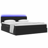 Letto con contenitore e LED Nero 180 x 200 cm Velluto