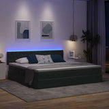 Letto con contenitore e LED Grigio scuro 200 x 200 cm Velluto