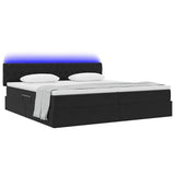 Letto con luci a strisce a LED Nero 200 x 200 cm Velluto