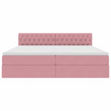 Letto con contenitore e LED Rosa 200 x 200 cm Velluto