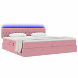 Letto con contenitore e LED Rosa 200 x 200 cm Velluto