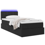 Letto con contenitore e LED con led Nero 90 x 190 cm Velluto