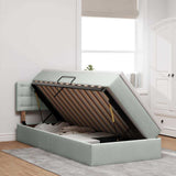Letto con contenitore e LED Grigio chiaro 90 x 200 cm Velluto