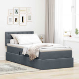Letto con contenitore e LED Grigio scuro 90 x 200 cm Velluto