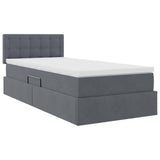 Letto con contenitore e LED Grigio scuro 90 x 200 cm Velluto