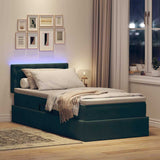 Letto con contenitore e LED Verde Scuro 90 x 200 cm Velluto
