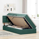 Letto con contenitore e LED Verde Scuro 90 x 200 cm Velluto