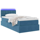 Letto con contenitore e LED Blu Scuro 90 x 200 cm Velluto
