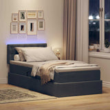 Letto con contenitore e LED Grigio scuro 100 x 200 cm Velluto