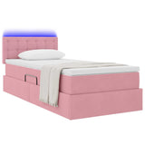 Letto con contenitore e LED con led Rosa 100 x 200 cm Velluto