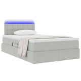 Letto con contenitore e LED Grigio chiaro 120 x 200 cm Velluto