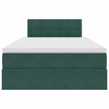 Letto con contenitore e LED Verde Scuro 120 x 200 cm Velluto