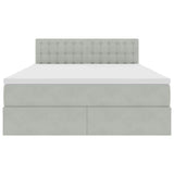 Letto con contenitore e LED Grigio chiaro 140 x 190 cm Velluto