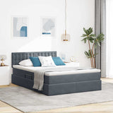 Letto con contenitore e LED Grigio scuro 140 x 190 cm Velluto