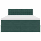 Letto con contenitore e LED Verde Scuro 140 x 190 cm Velluto