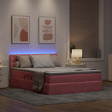 Letto con contenitore e LED Rosa 140 x 190 cm Velluto