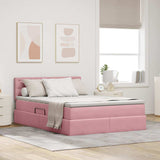 Letto con contenitore e LED Rosa 140 x 200 cm Velluto