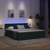 Letto con luci a strisce a LED Verde Scuro 160 x 200 cm Velluto