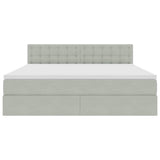 Letto con contenitore e LED Grigio chiaro 180 x 200 cm Velluto