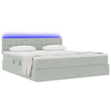 Letto con contenitore e LED Grigio chiaro 180 x 200 cm Velluto