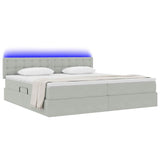 Letto con contenitore e LED Grigio chiaro 200 x 200 cm Velluto