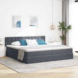 Letto con contenitore e LED Grigio scuro 200 x 200 cm Velluto