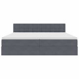 Letto con contenitore e LED Grigio scuro 200 x 200 cm Velluto
